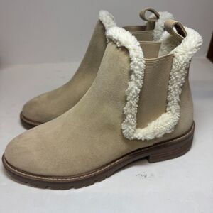 Steve Madden Womens 8.5 Tan Suede Lined Pull On Ankle Booties DISPLAY XT4